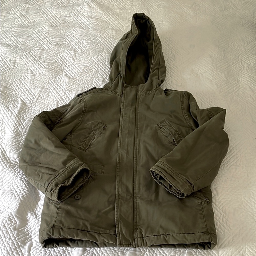 Kids Olive Green Hooded Jacket